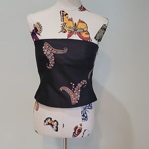 ANN TAYLOR black beaded embroidered bustier corset top.  Size is 8P.